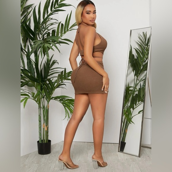 Crotchet Ribbed Cut Out Mini Dress - Picture 3 of 3